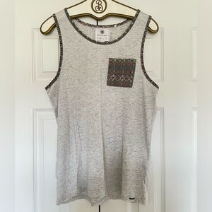 on the byas Cream Knit Tank with Multicolor Aztec Pocket Trim